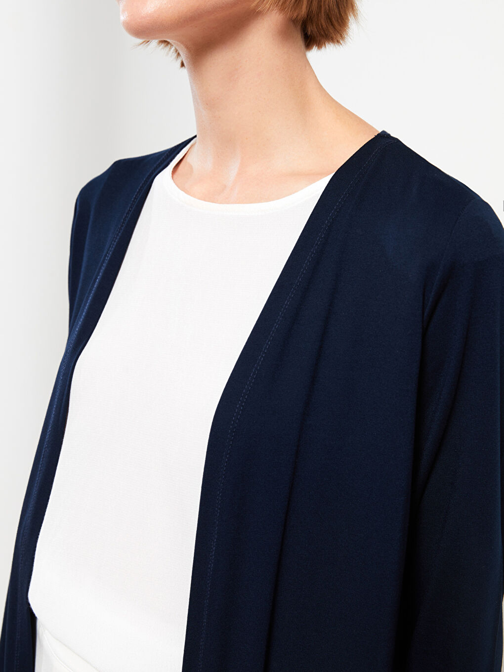 Shawl Collar Plain Long Sleeve Women's Cardigan-3