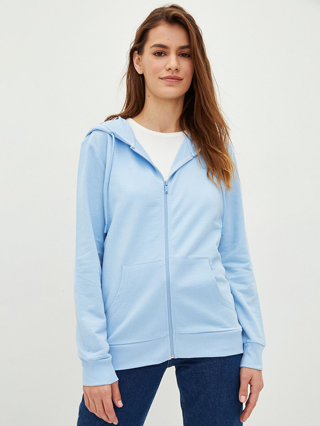 Cardigan Droit à Manches Longues avec Capuche pour Femmes