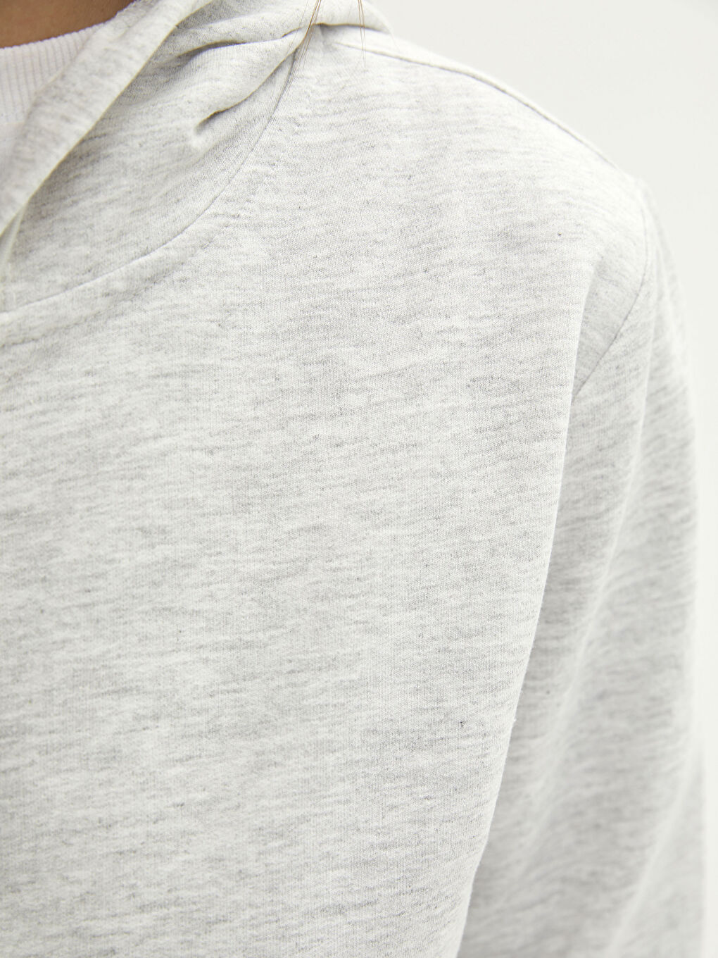 Ekru Kapüşonlu Düz Uzun Kollu Kadın Spor Hırka-3