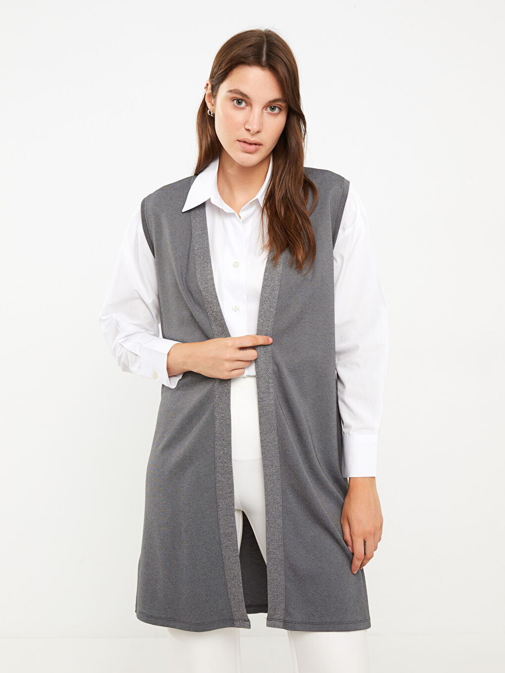 Women's Shawl Collar Plain Cardigan-1