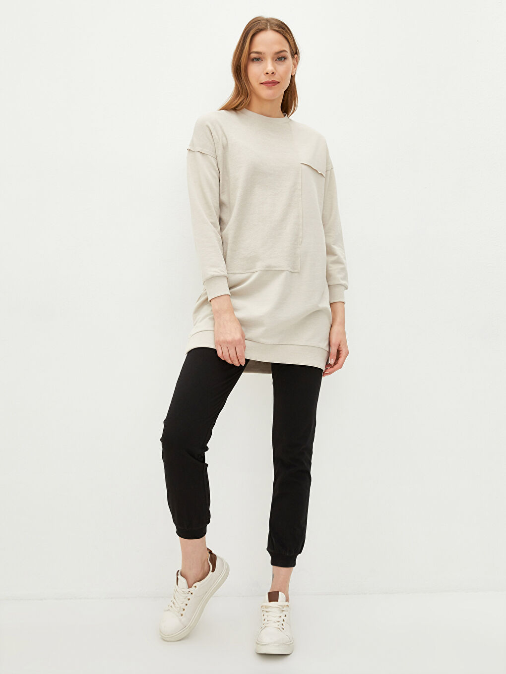 Siyah Kadın Beli Lastikli Düz Jogger Eşofman Altı-1