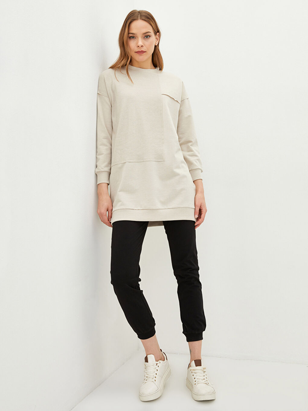 Siyah Kadın Beli Lastikli Düz Jogger Eşofman Altı-2