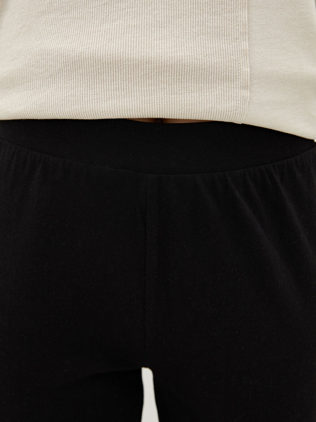 Siyah Kadın Beli Lastikli Düz Jogger Eşofman Altı-3