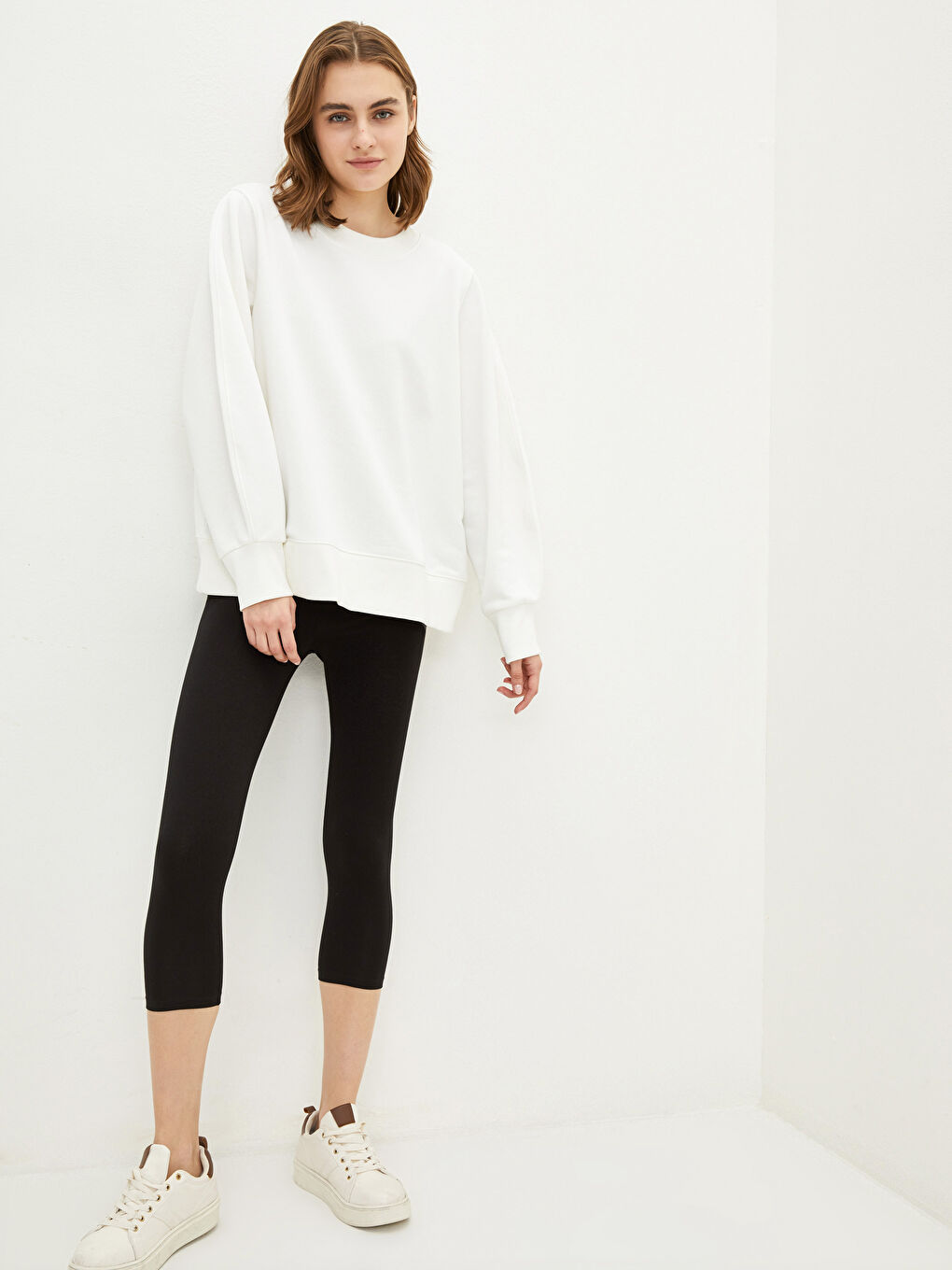 Siyah Kadın Beli Lastikli Düz Tayt