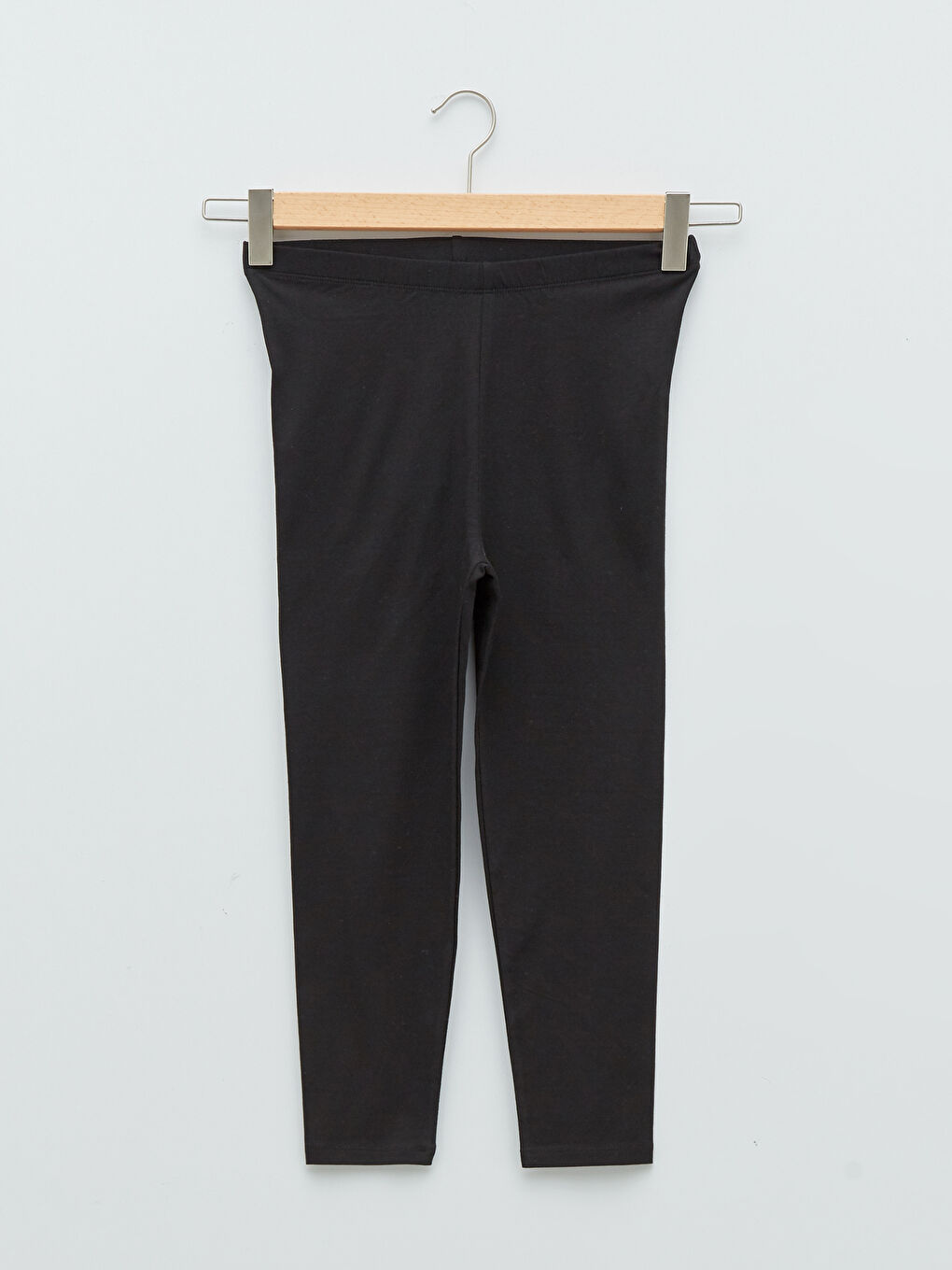 Siyah Kadın Beli Lastikli Düz Tayt-6