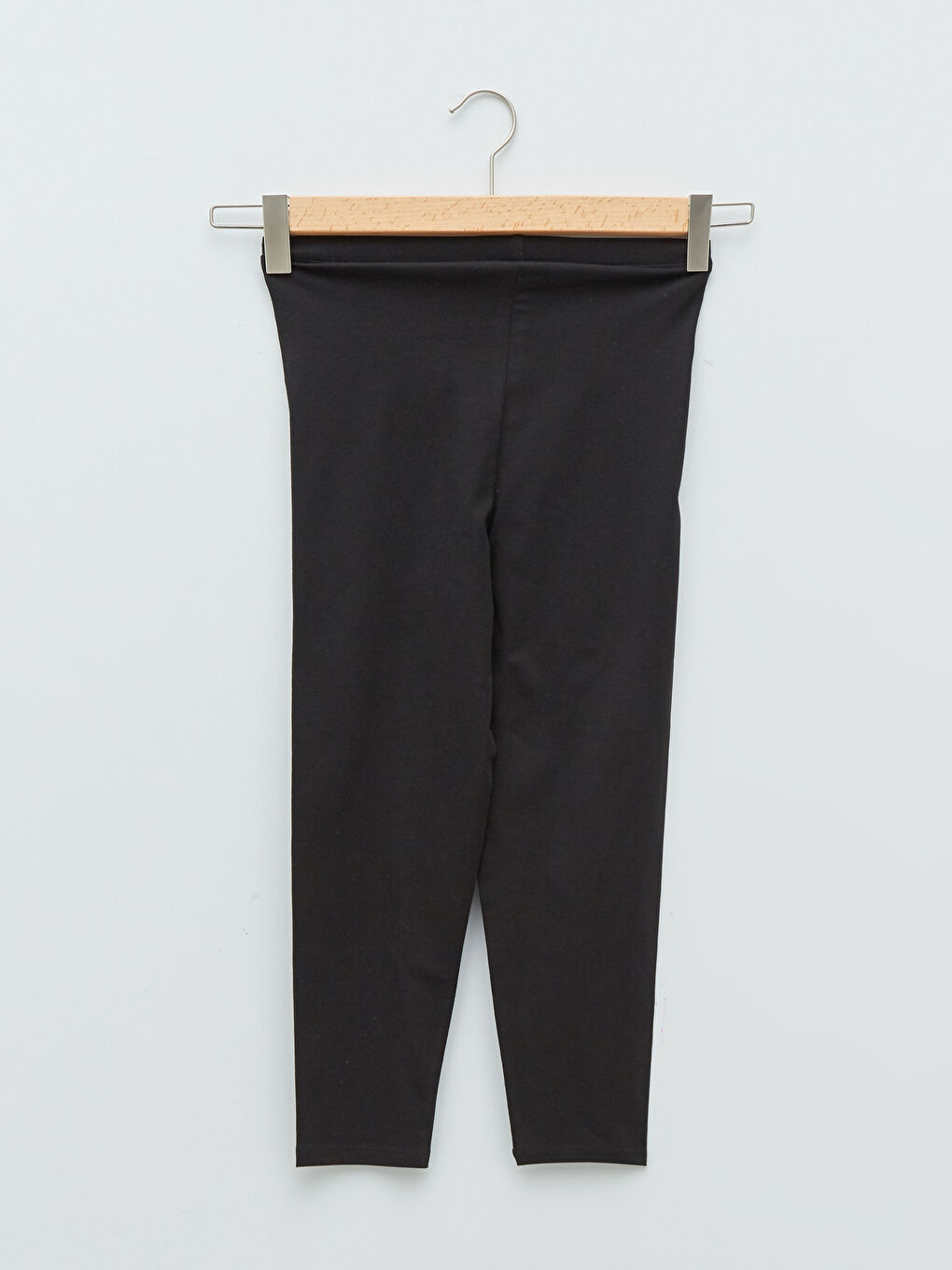 Siyah Kadın Beli Lastikli Düz Tayt-7