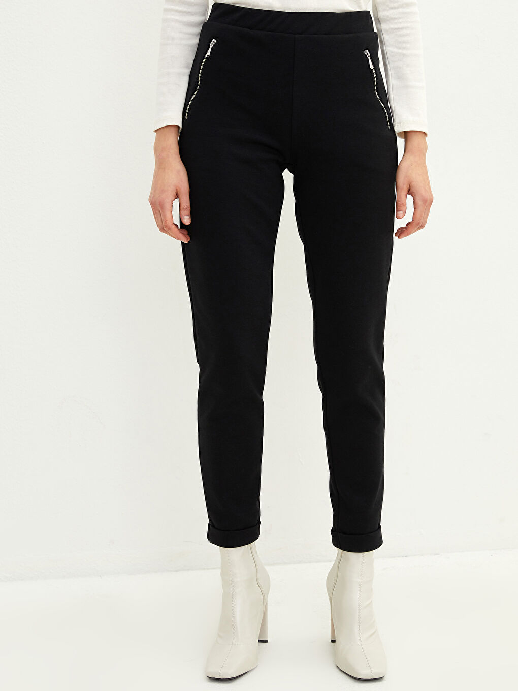 بنطلون رياضي سادة بخصر مرن للسيدات-3