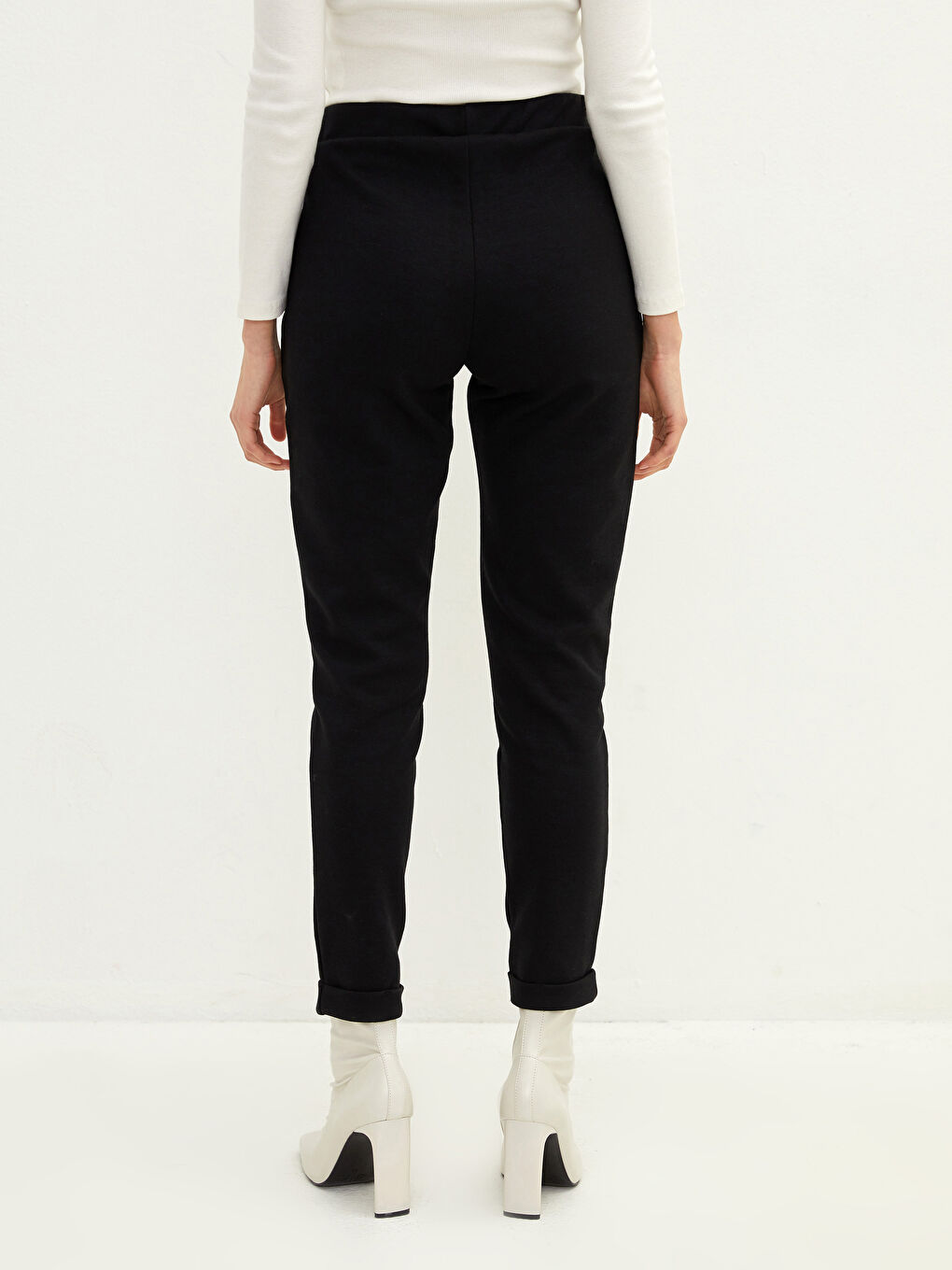 بنطلون رياضي سادة بخصر مرن للسيدات-4