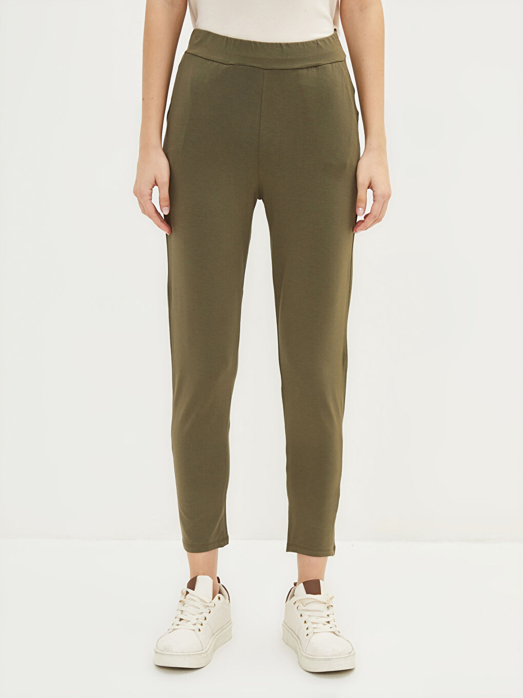 Women's Elasticated Waist Plain Sweatpants-2