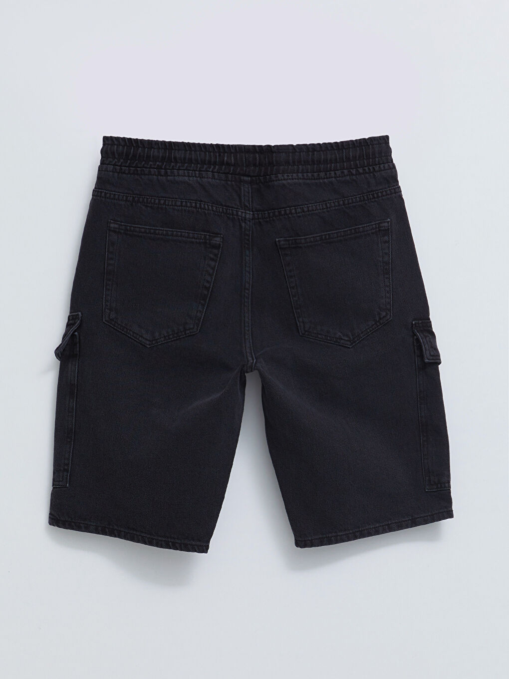 Siyah Standart Kalıp Erkek Jean Şort-1