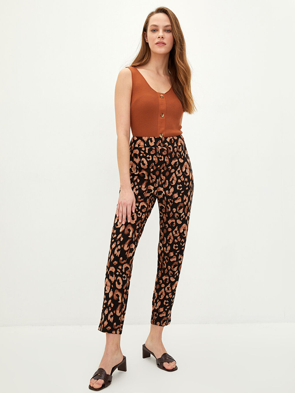 Брюки Женские С Принтом Стандартного Кроя На Эластичной Талии