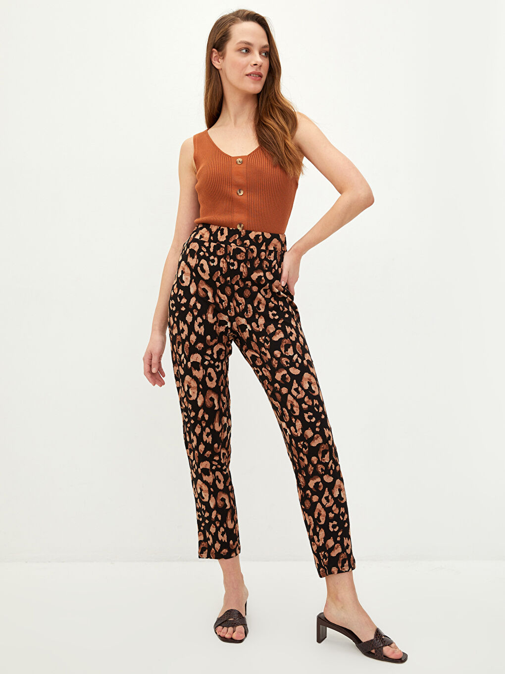 Брюки Женские С Принтом Стандартного Кроя На Эластичной Талии-2