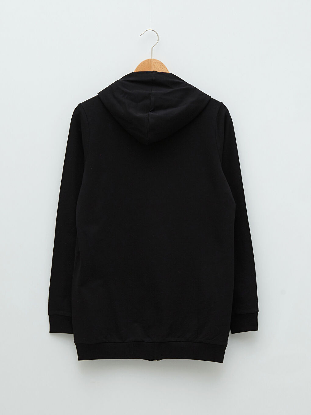 Siyah Kapüşonlu Düz Uzun Kollu Kadın Hırka-6