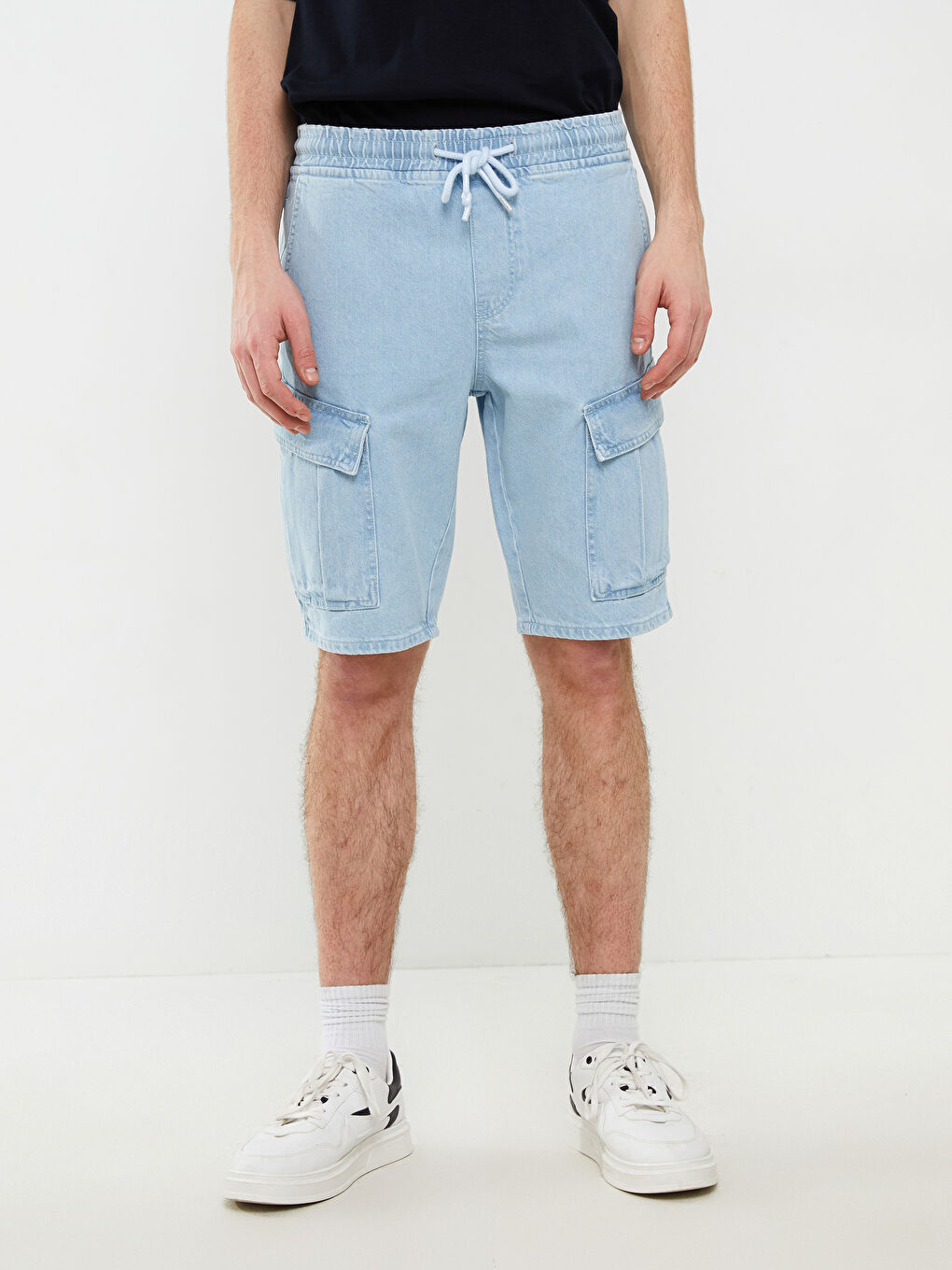 İndigo Standart Kalıp Erkek Jean Şort-2