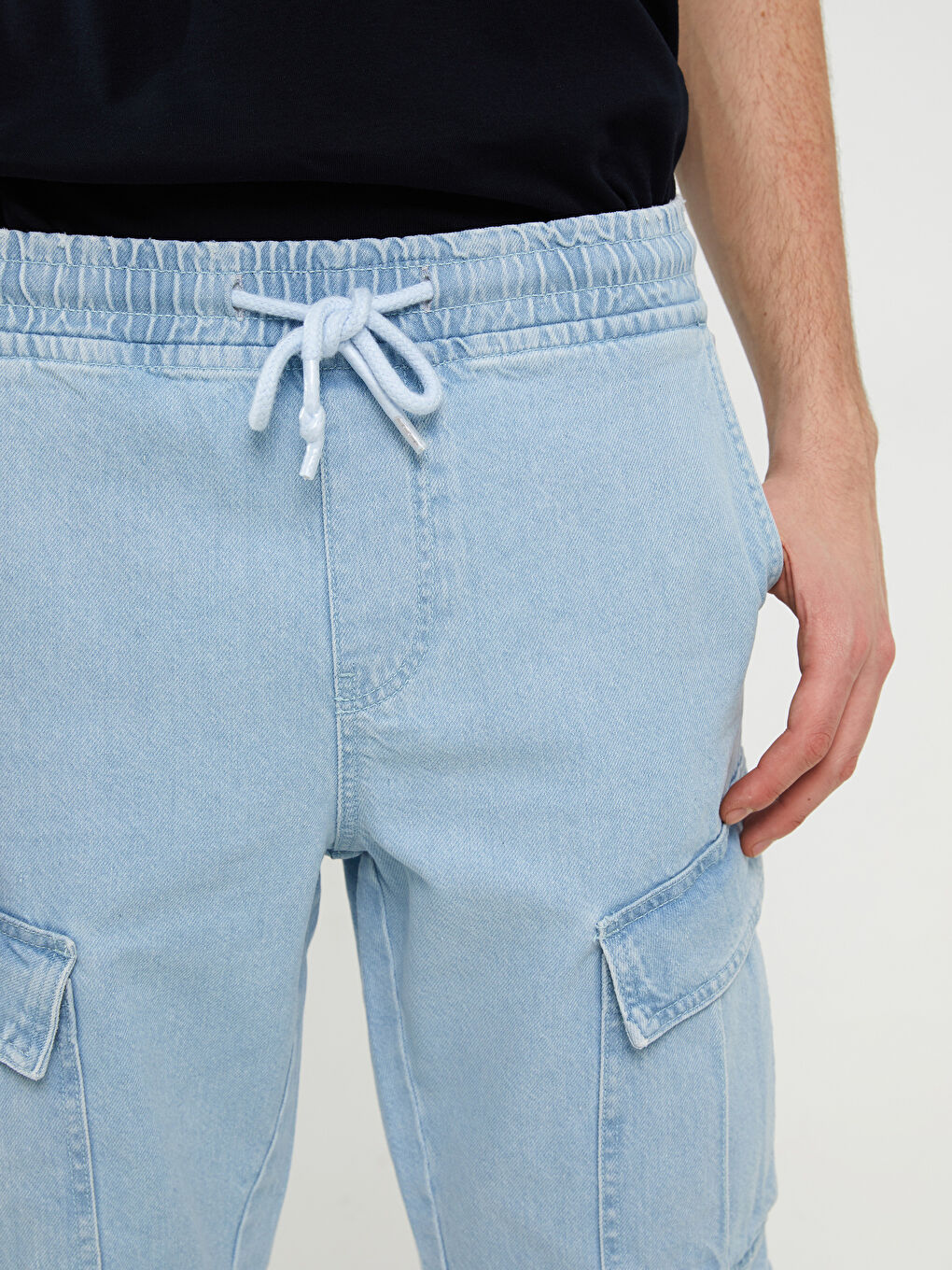 İndigo Standart Kalıp Erkek Jean Şort-3