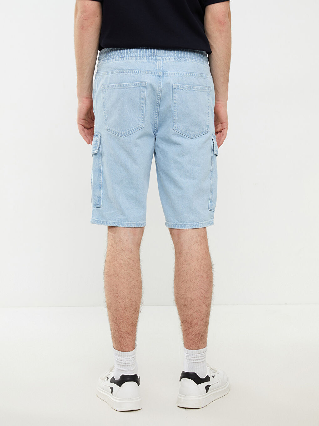 İndigo Standart Kalıp Erkek Jean Şort-4