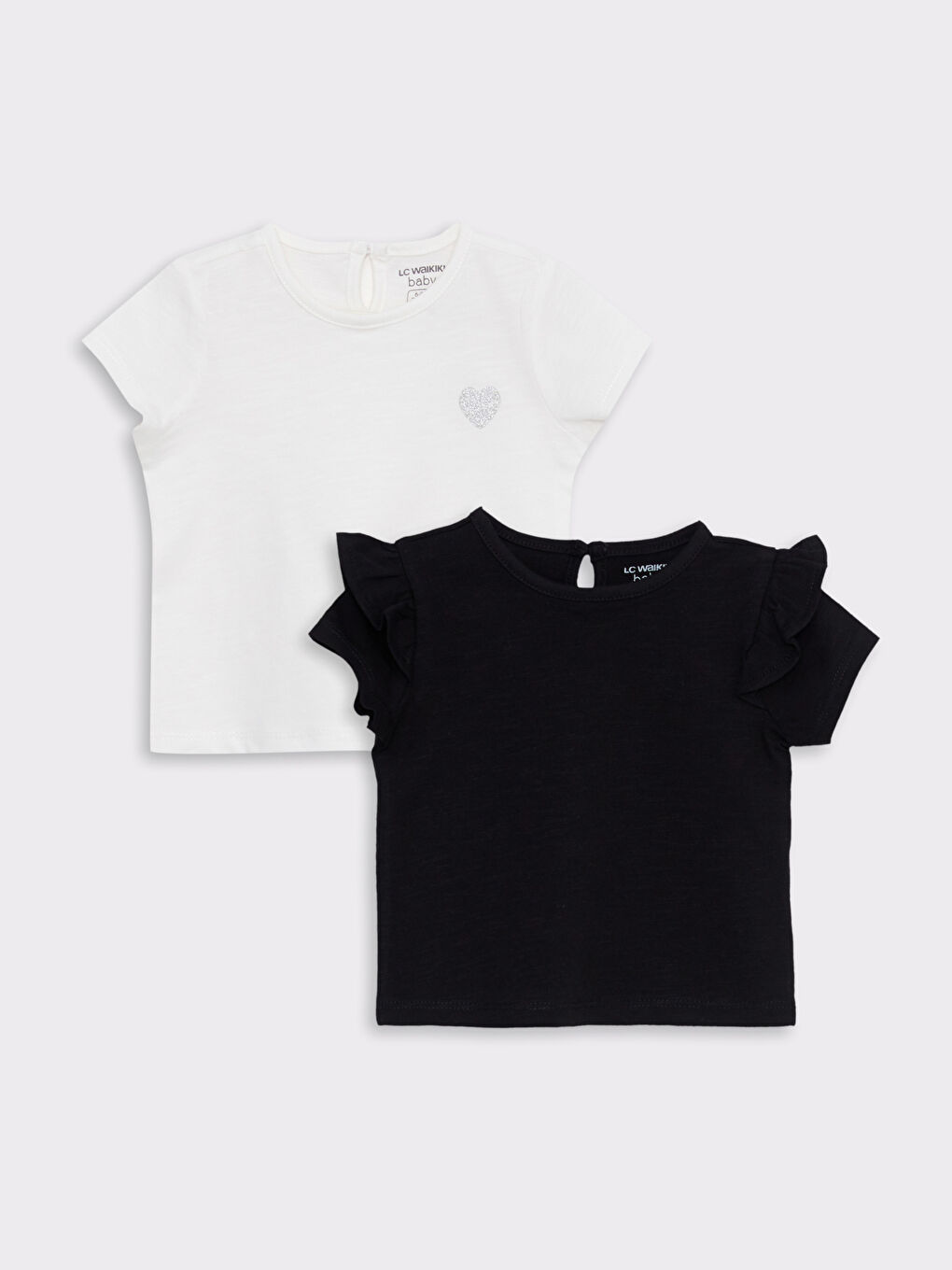 Crew Neck Short Sleeve Cotton Baby Girl T-Shirt 2 Pieces