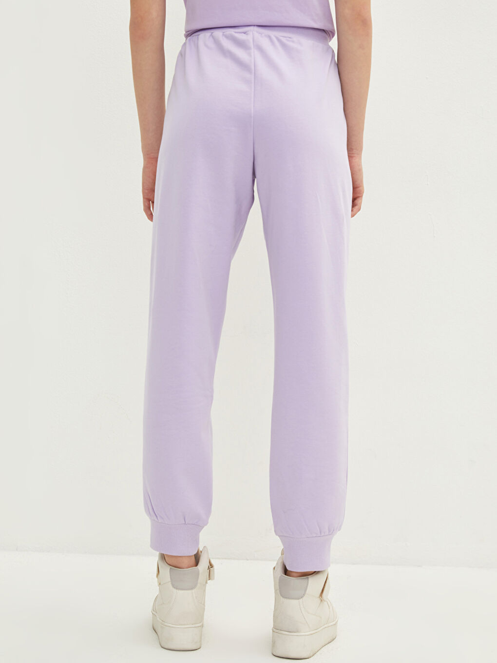 Women's Elasticated Waist Plain Jogger Sweatpants-3