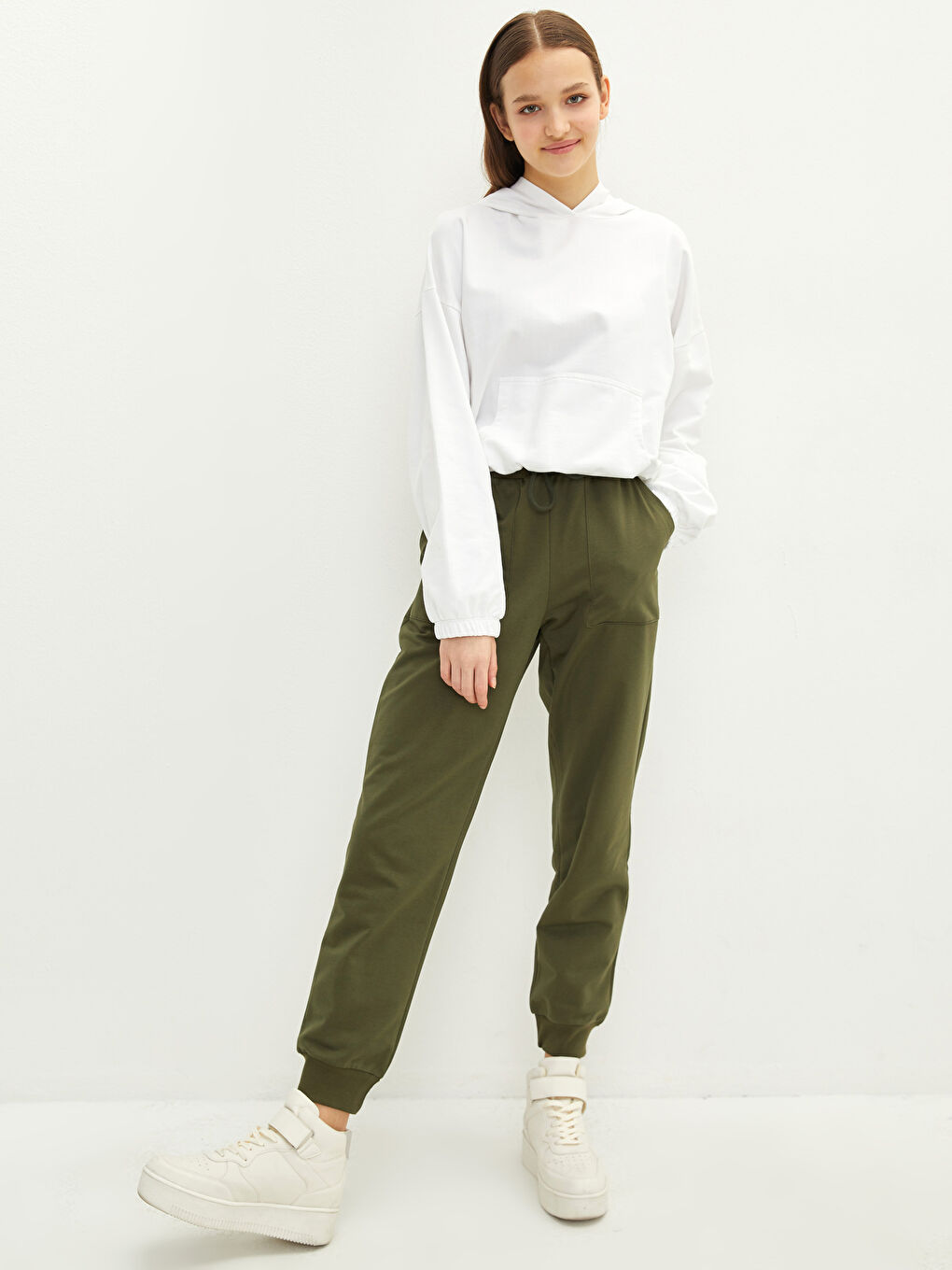 بنطلون رياضي سادة بخصر مرن للسيدات-2