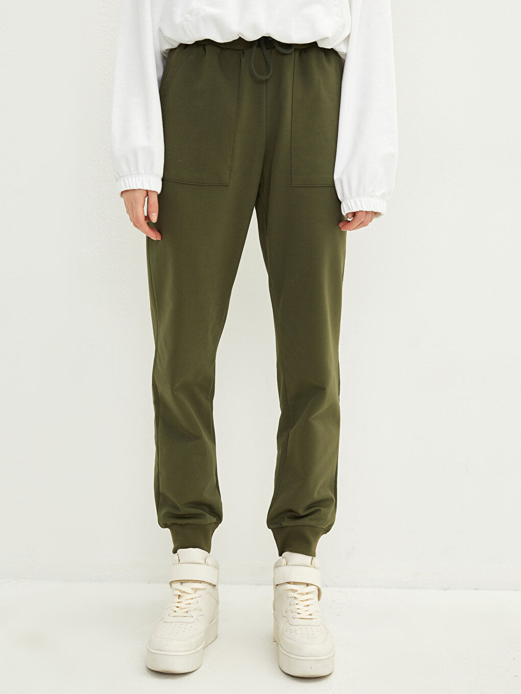 بنطلون رياضي سادة بخصر مرن للسيدات-4