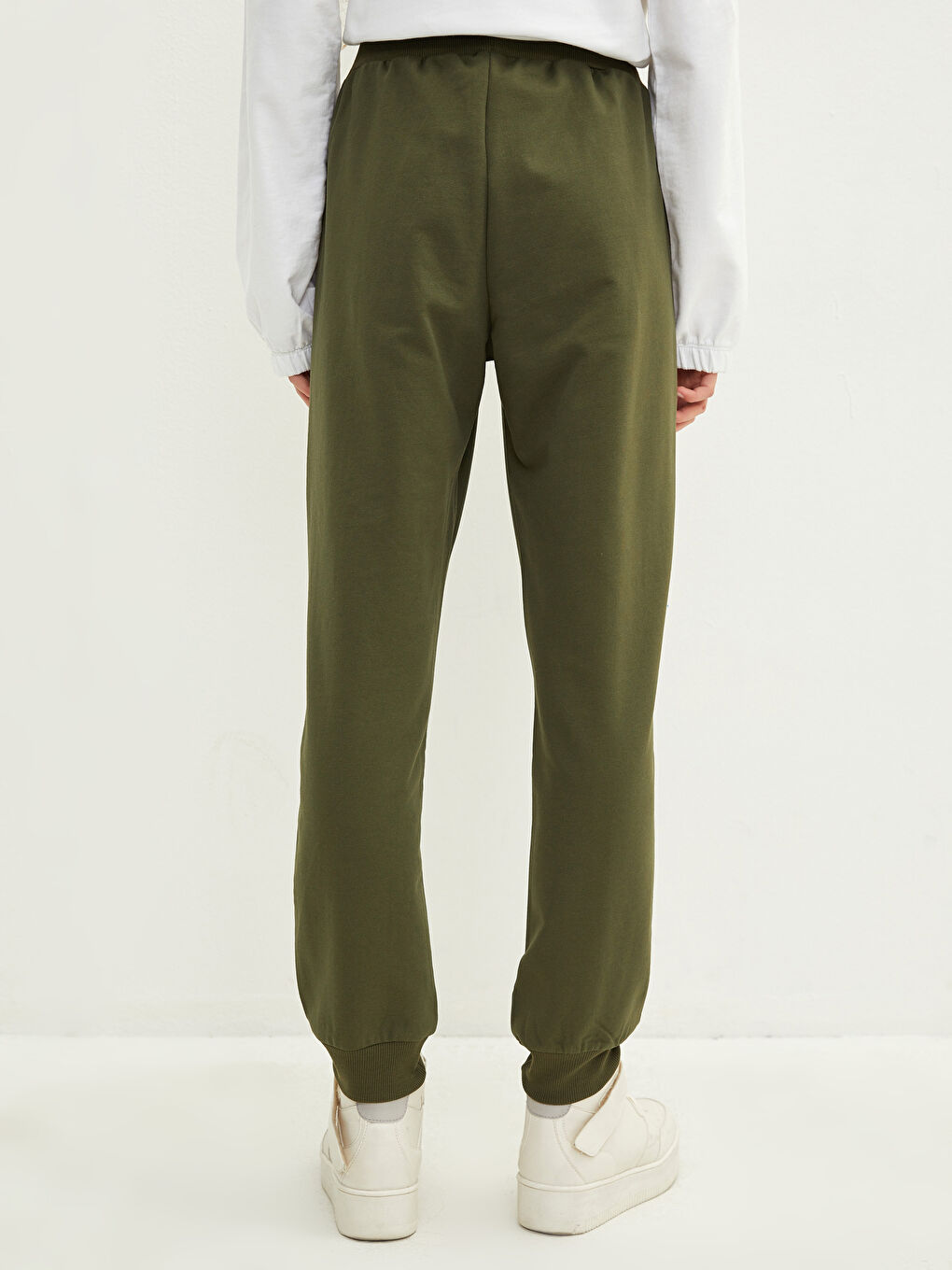 بنطلون رياضي سادة بخصر مرن للسيدات-5