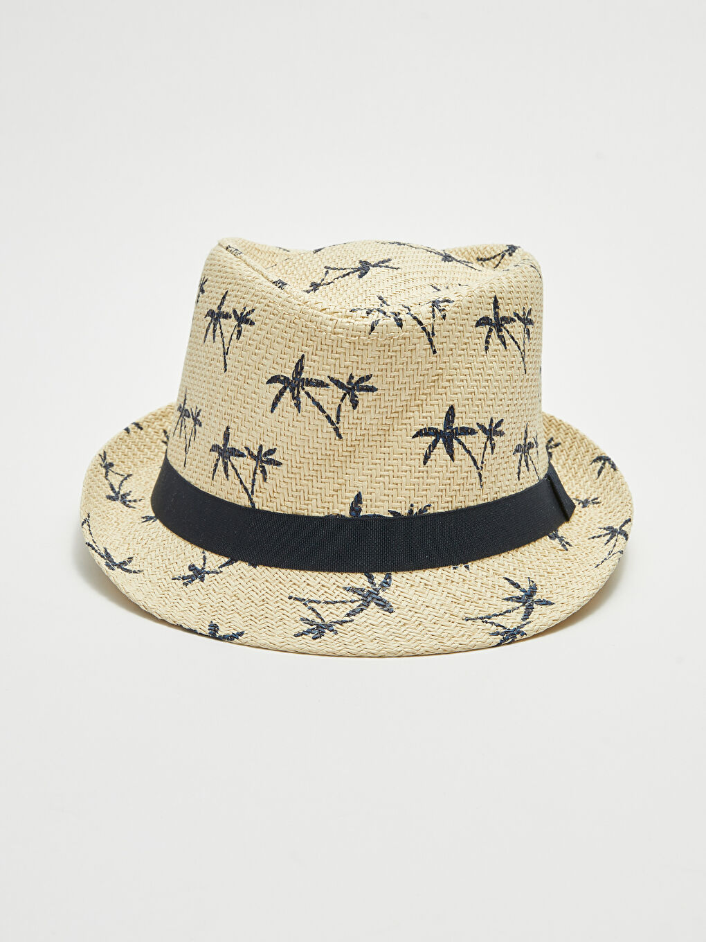 LCW ACCESSORIES Palm Patterned Men's Straw Fedora Hat -S29726Z8-LQB