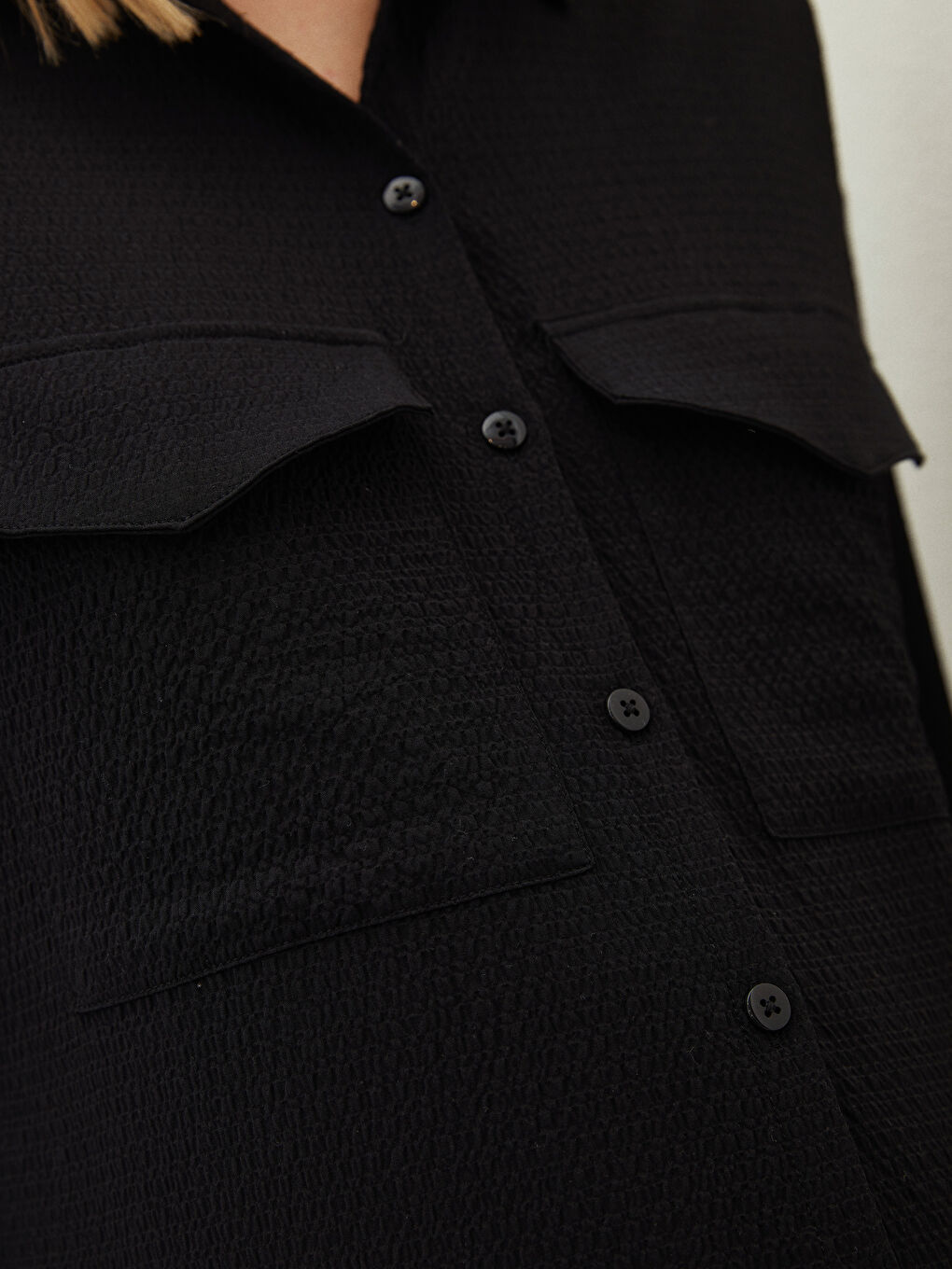 Buttoned Regular Long Sleeve Poplin Maternity Shirt-3