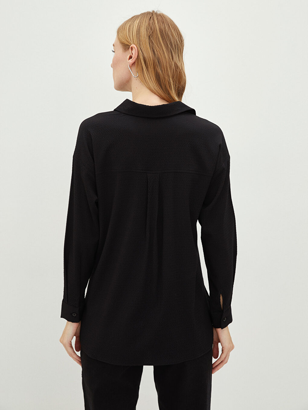 Buttoned Regular Long Sleeve Poplin Maternity Shirt-4