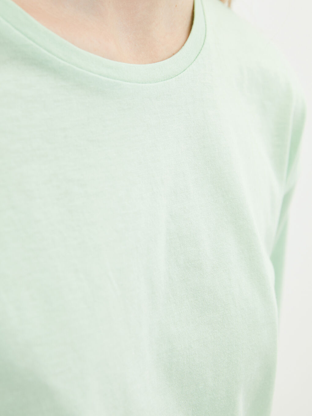 T-shirt pour Femmes à Manches Courtes Uni à Col Rond-4