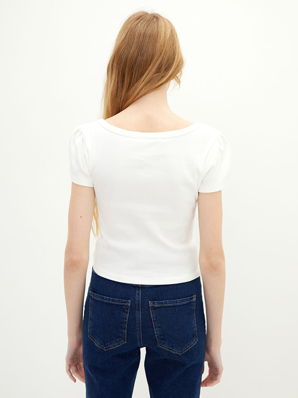 V-neck Straight Short Sleeve Cotton Women's T-Shirt-4