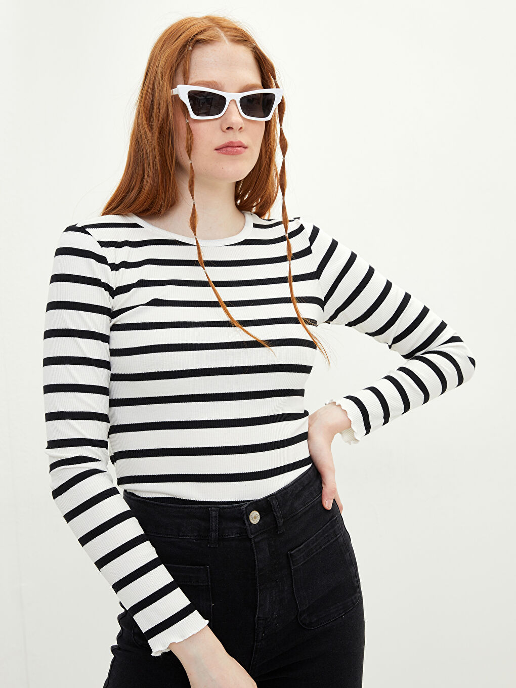 LCW Vision Crew Neck Striped Long Sleeve Women's T-Shirt