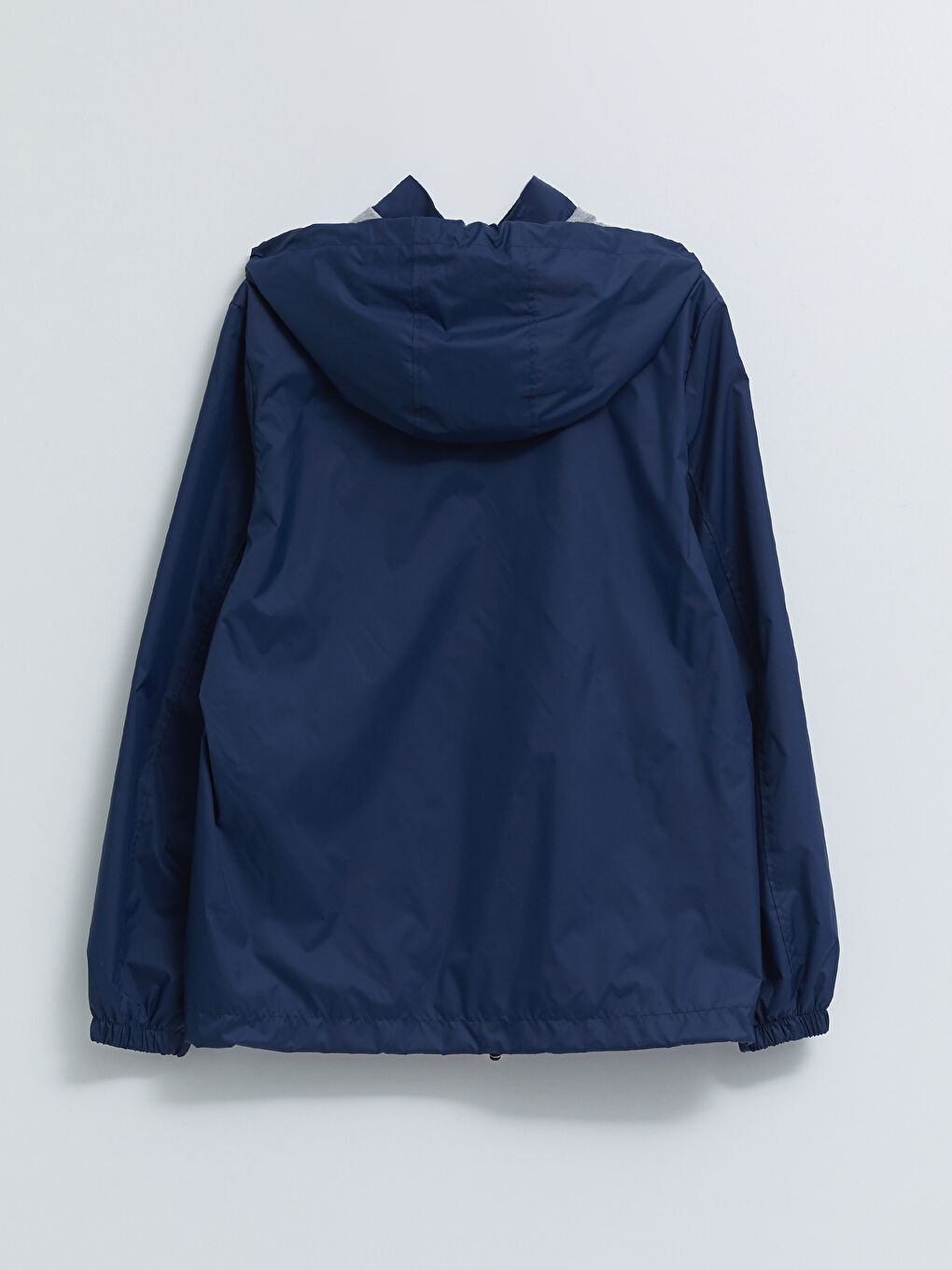 Lacivert Kadın Kapüşonlu Düz Yağmurluk-9