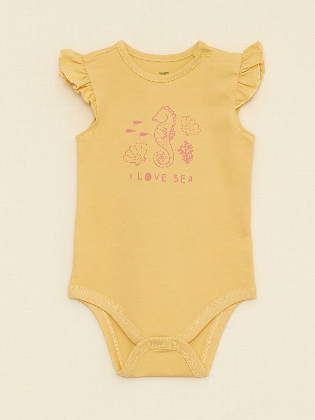 Ensemble 2 Pièces Body à Col Rond Imprimé à Boutons-Pression et Short Bébé Fille-1