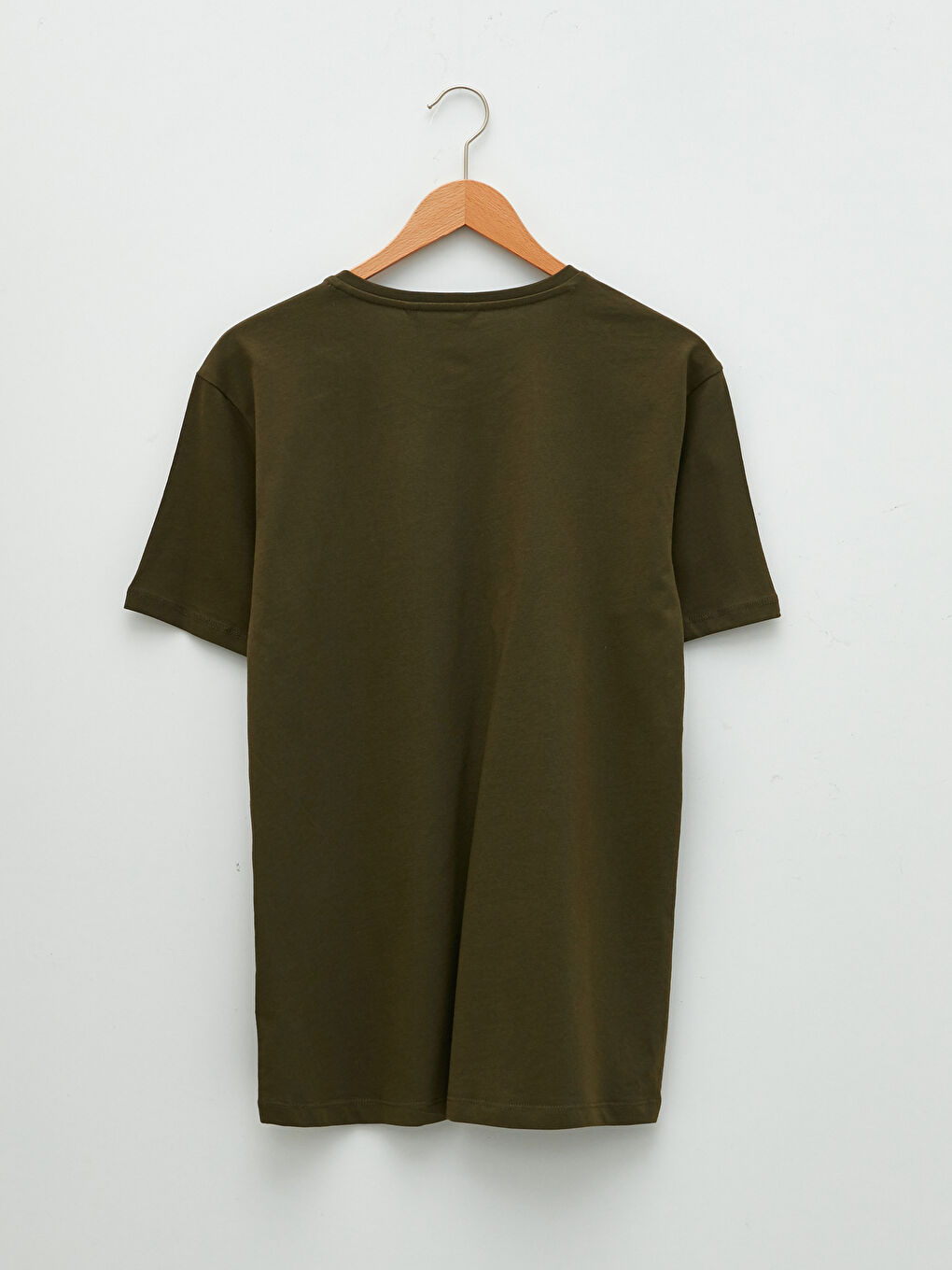 Haki Bisiklet Yaka Kısa Kollu Baskılı Penye Erkek Tişört-6