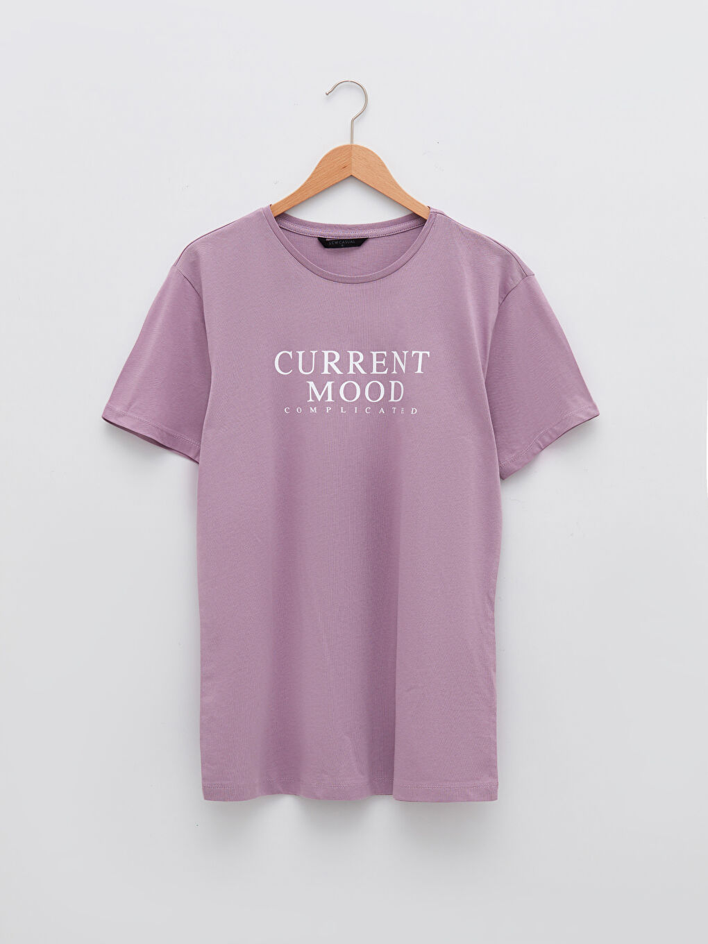 Mor Bisiklet Yaka Kısa Kollu Baskılı Penye Erkek Tişört-5
