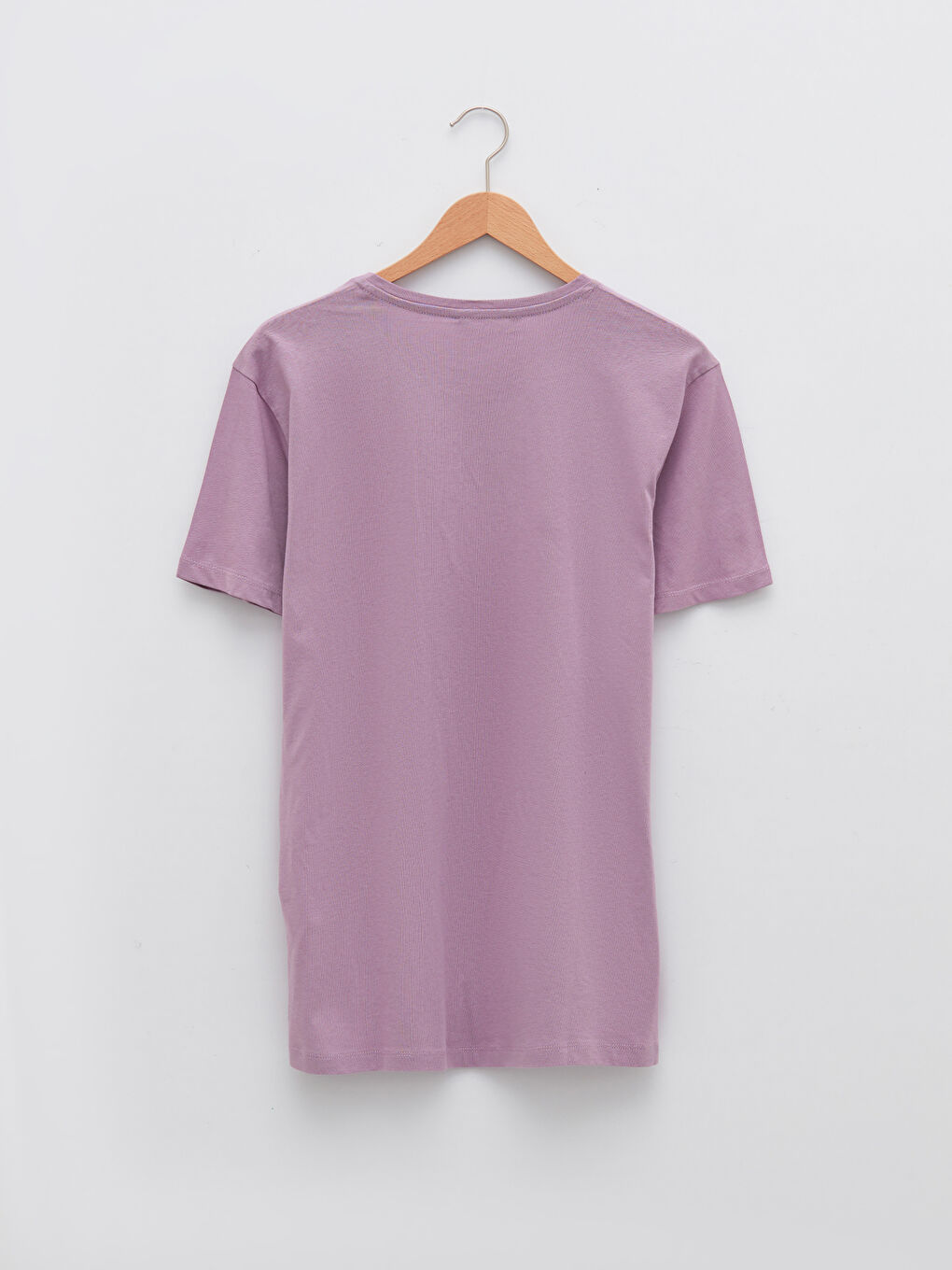 Mor Bisiklet Yaka Kısa Kollu Baskılı Penye Erkek Tişört-6