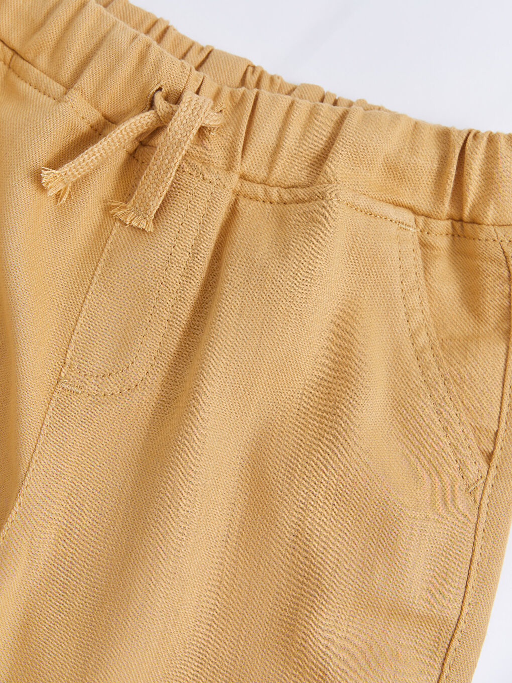 Bej Beli Lastikli Basic Gabardin Kız Çocuk Pantolon-2