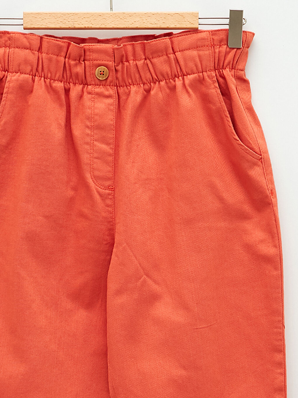 Elastic Waist Basic Gabardine Girl Trousers-2