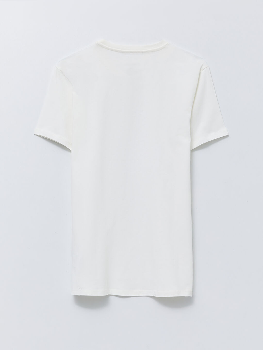 Ekru Bisiklet Yaka Kısa Kollu Baskılı Penye Erkek Tişört-6