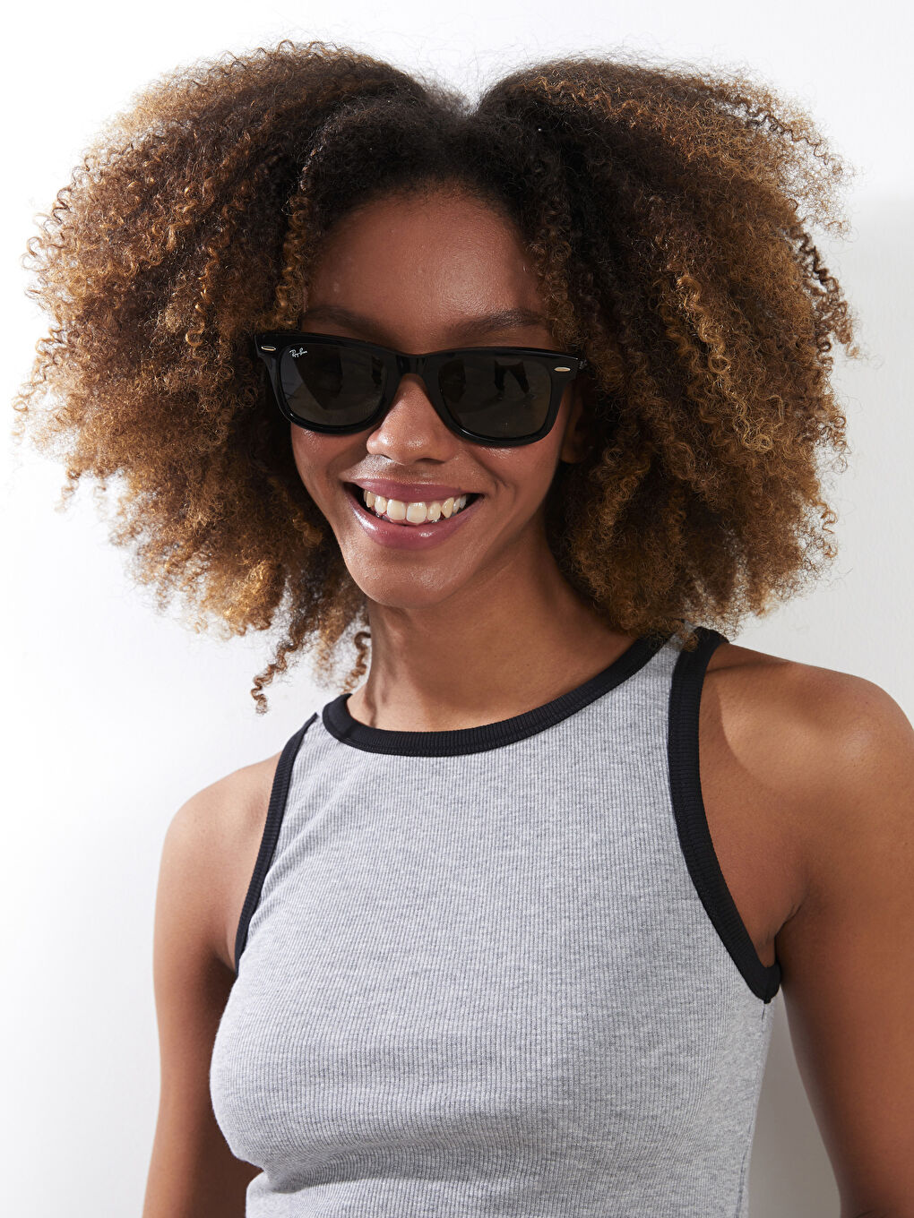 Gri Kadın Bisiklet Yaka Düz Crop-3