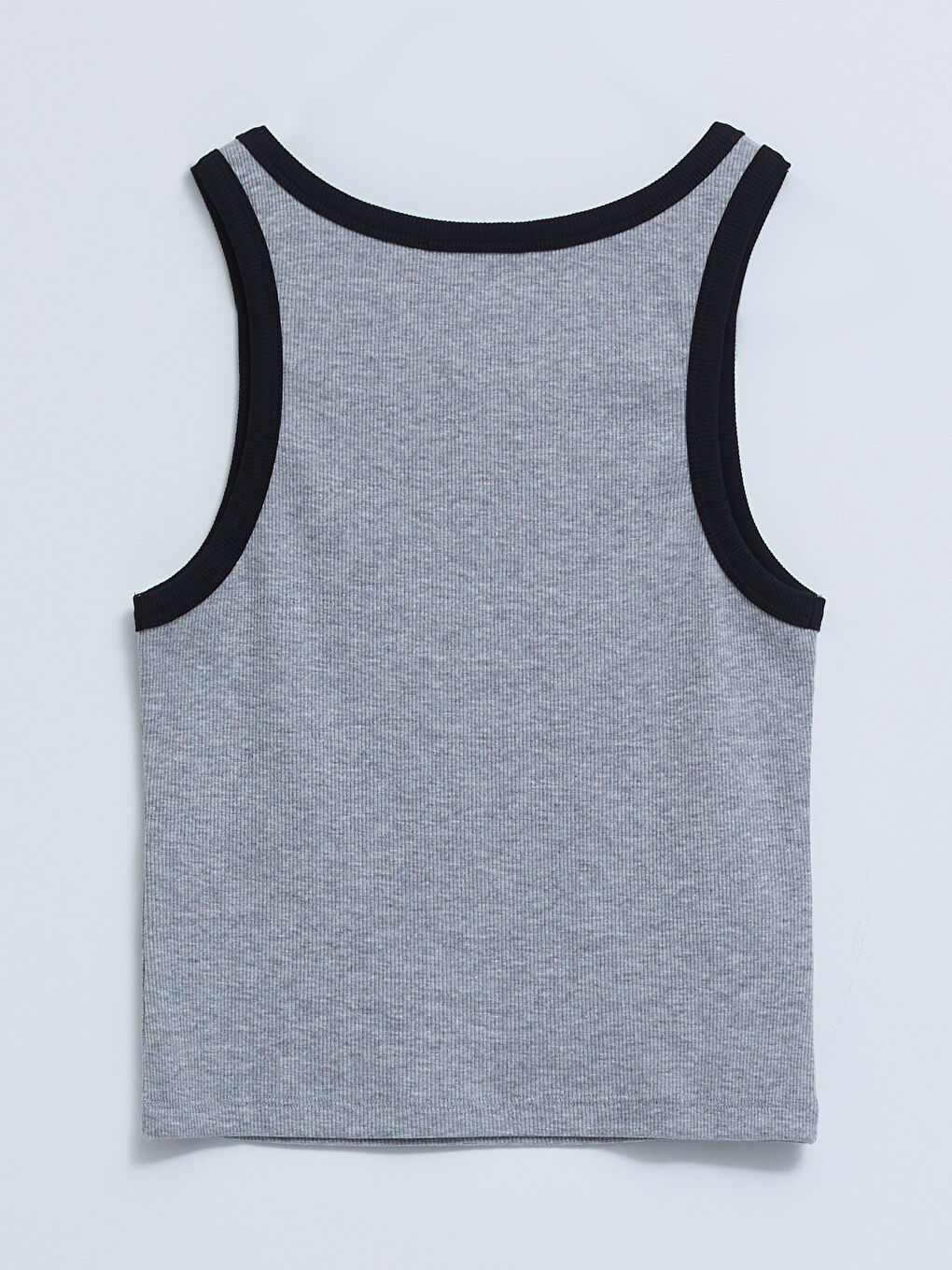 Gri Kadın Bisiklet Yaka Düz Crop-6