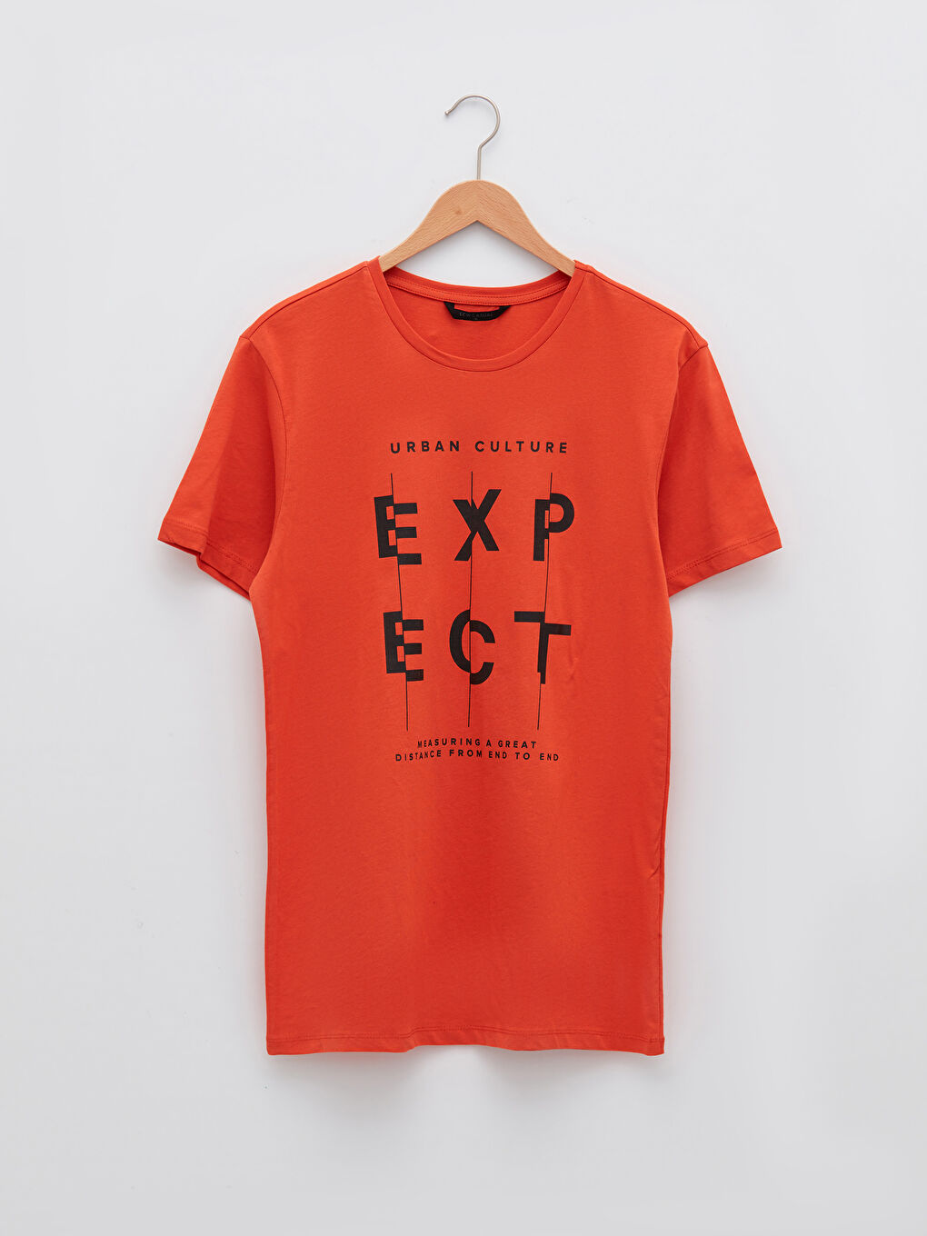 Turuncu Bisiklet Yaka Kısa Kollu Baskılı Penye Erkek Tişört-5