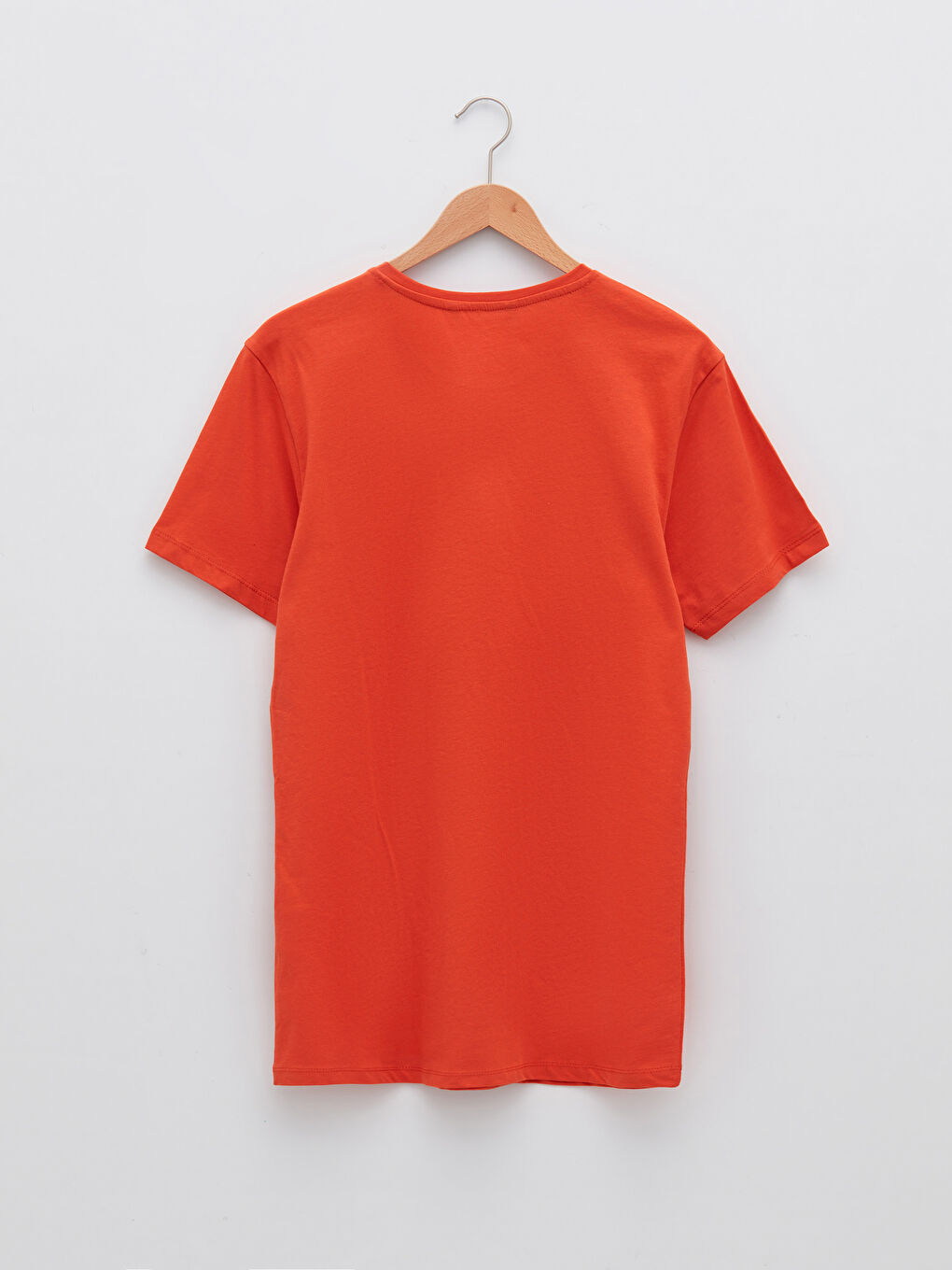 Turuncu Bisiklet Yaka Kısa Kollu Baskılı Penye Erkek Tişört-6