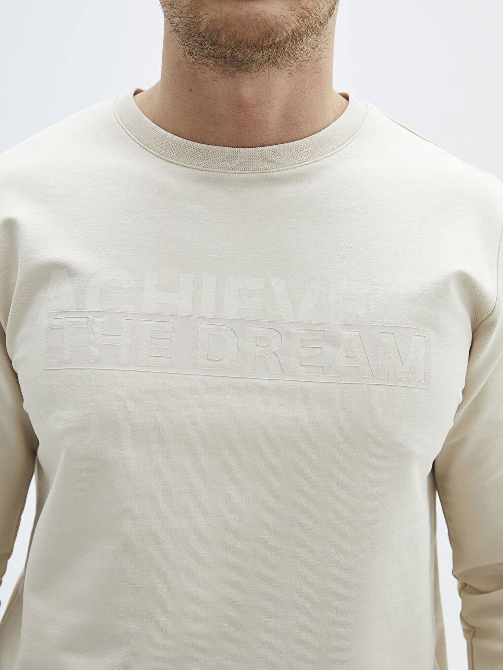 Ерлерге арналған ұзын жең дөңгелек жағалы принтті свитшот-3