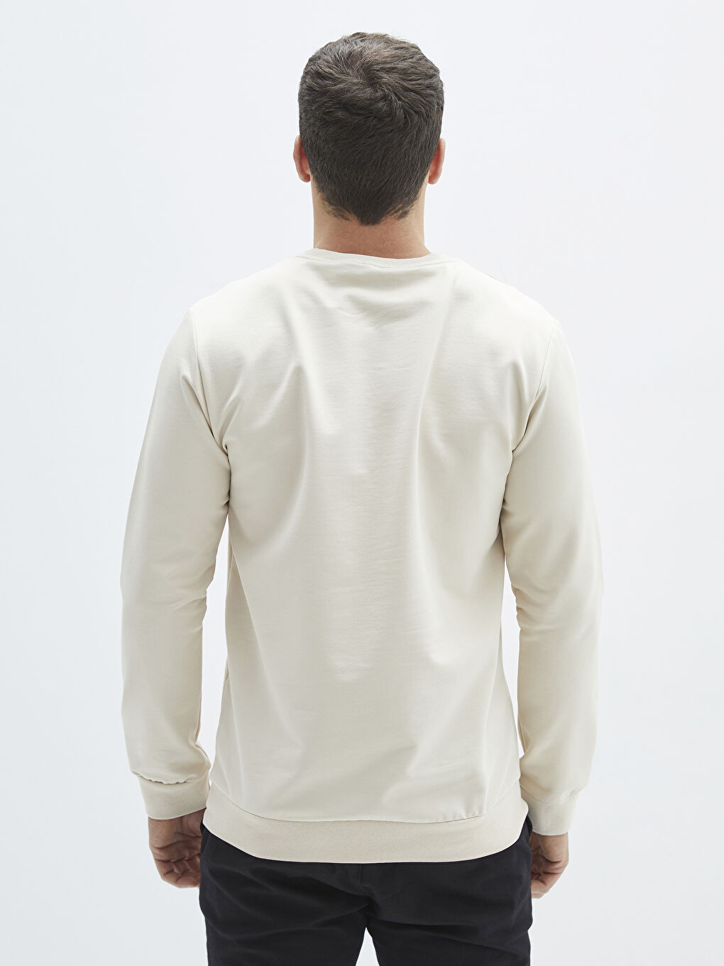 Ерлерге арналған ұзын жең дөңгелек жағалы принтті свитшот-4