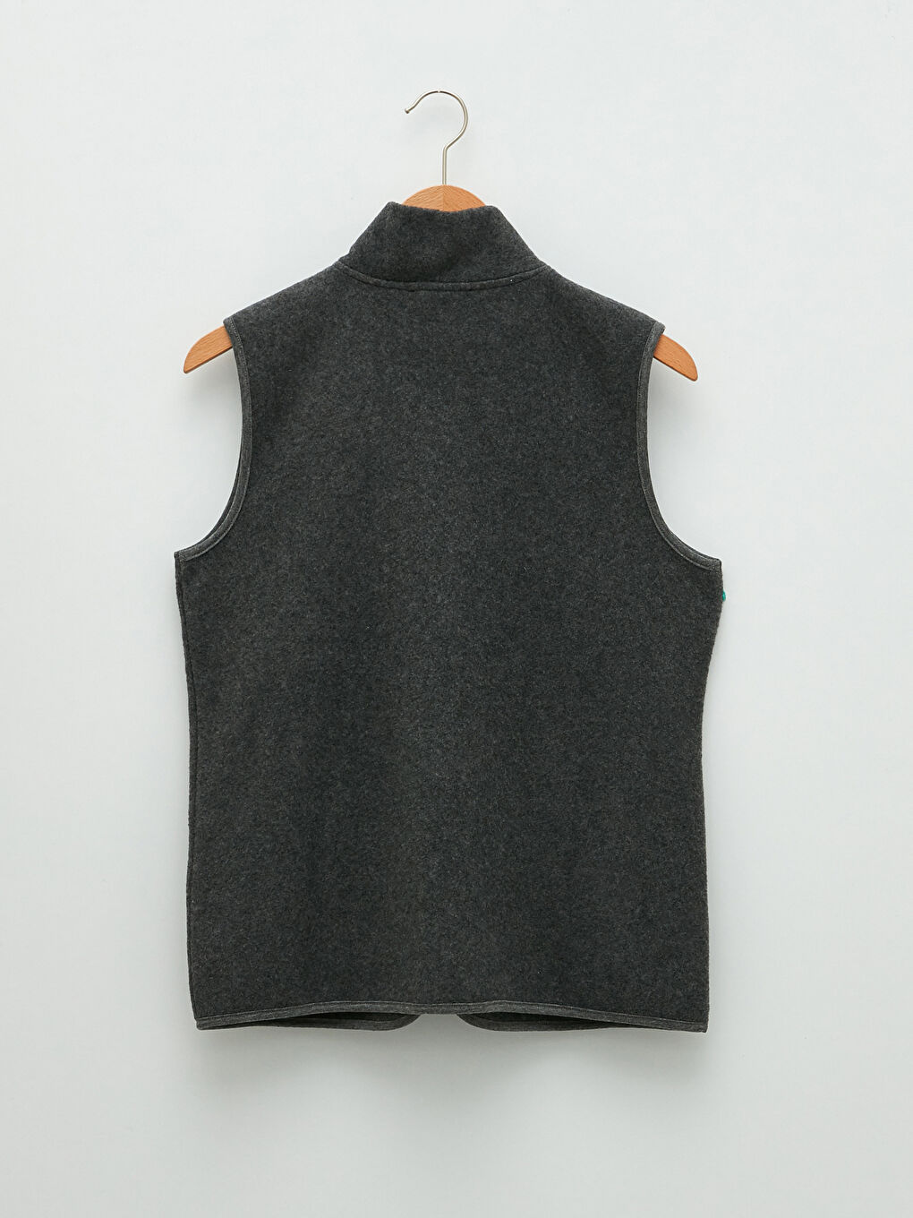 Antrasit Dik Yaka Düz Polar Kadın Yelek-6