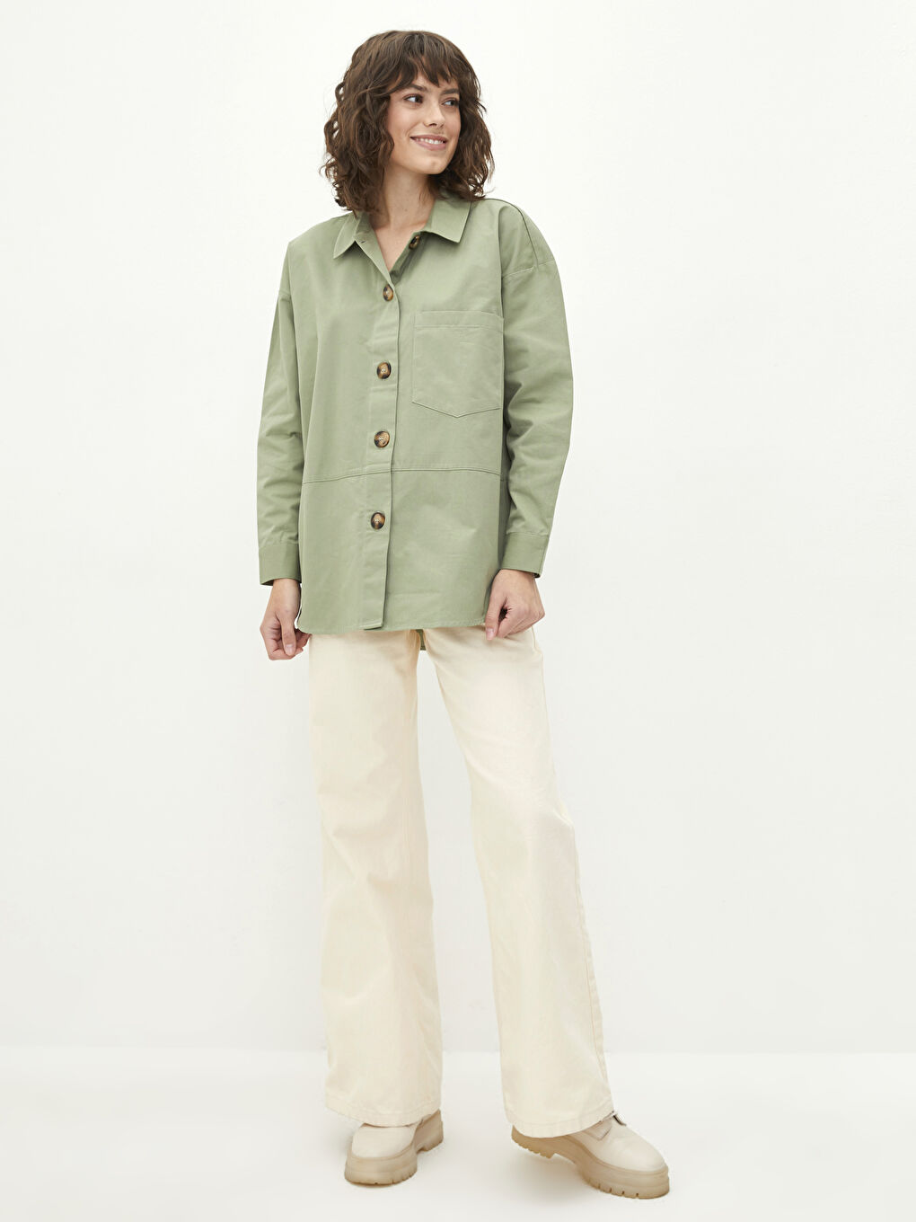 قميص تونيك سادة كم طويل أوفراسايز جبردين للسيدات-2