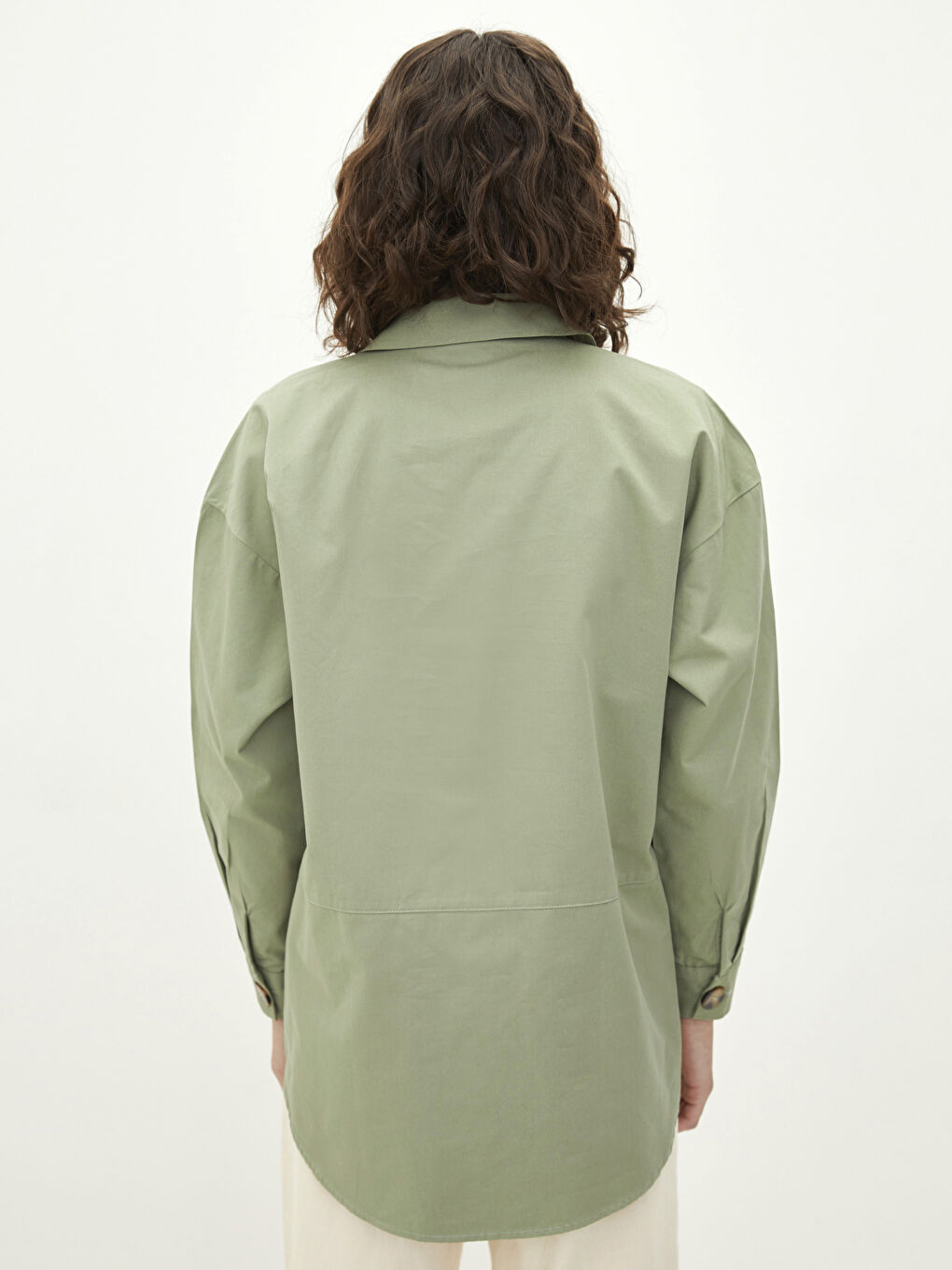 قميص تونيك سادة كم طويل أوفراسايز جبردين للسيدات-4