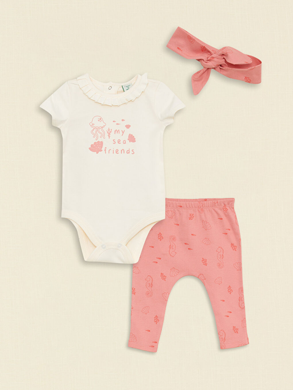 Круглый вырез, короткий рукав, с принтом, комплект из 3-х штук для малышки девочки