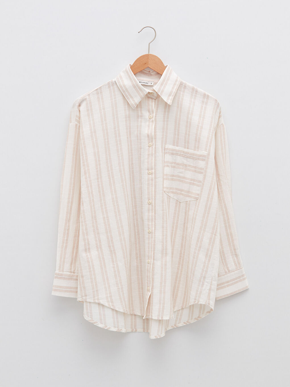 Cămașă pentru Femei din Bumbac cu Mâneci Lungi și Dungi cu Nasturi-5